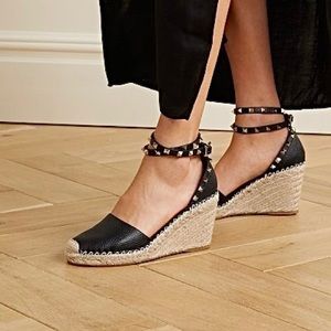 Valentino Rockstud Wedge Espadrilles